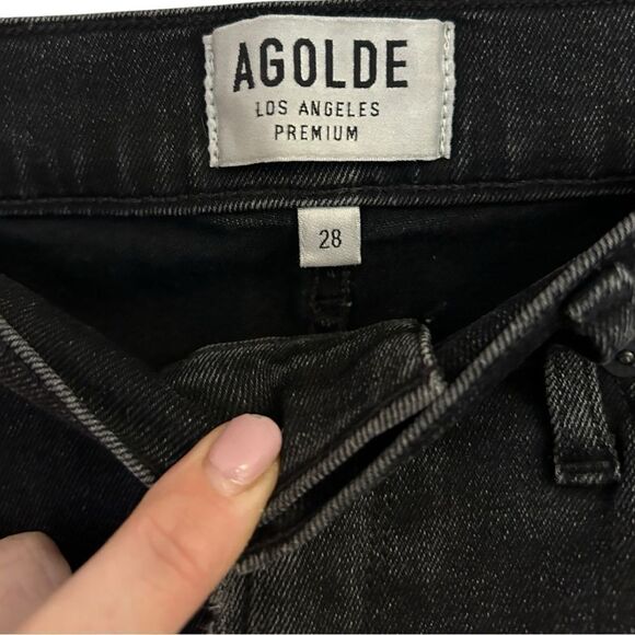 AGOLDE Sophie High Rise Distressed Skinny Crop in Temple Black, Size 28 - Picture 8 of 11